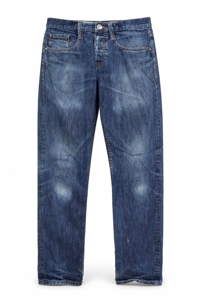 Peter Werth Mens Blue  Cotton Straight Jeans Size 32 L27 in Regular
