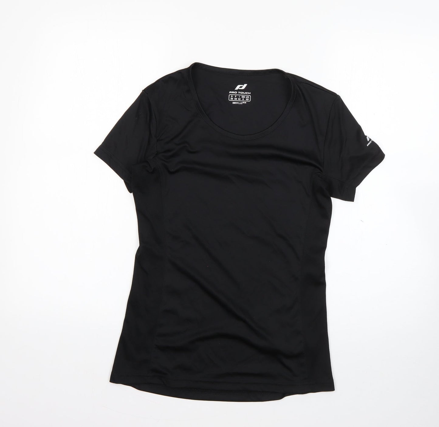 PRO TOUCH Womens Black  100% Polyester Basic T-Shirt Size 8 Round Neck