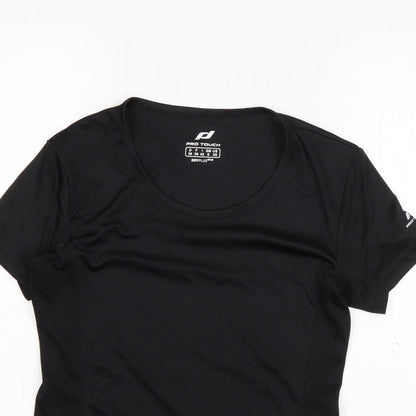 PRO TOUCH Womens Black  100% Polyester Basic T-Shirt Size 8 Round Neck