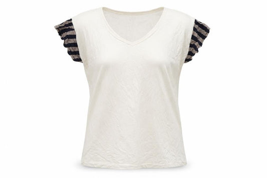 lacati Womens Beige  Polyester Basic T-Shirt Size S Round Neck