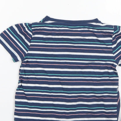 Tu Girls Multicoloured Striped Polyester Basic T-Shirt Size 7 Years Round Neck