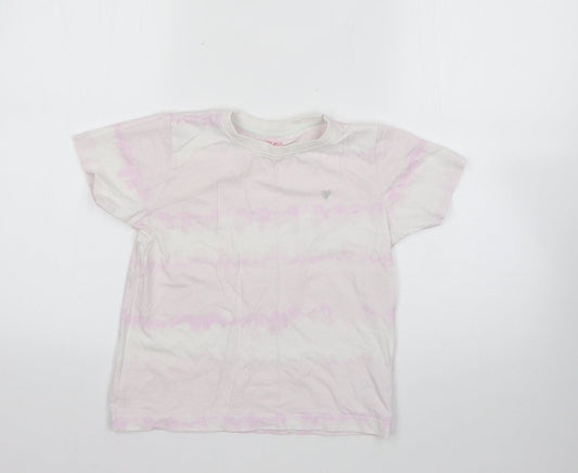 Matalan Girls Multicoloured Geometric 100% Cotton Basic T-Shirt Size 9 Years Round Neck