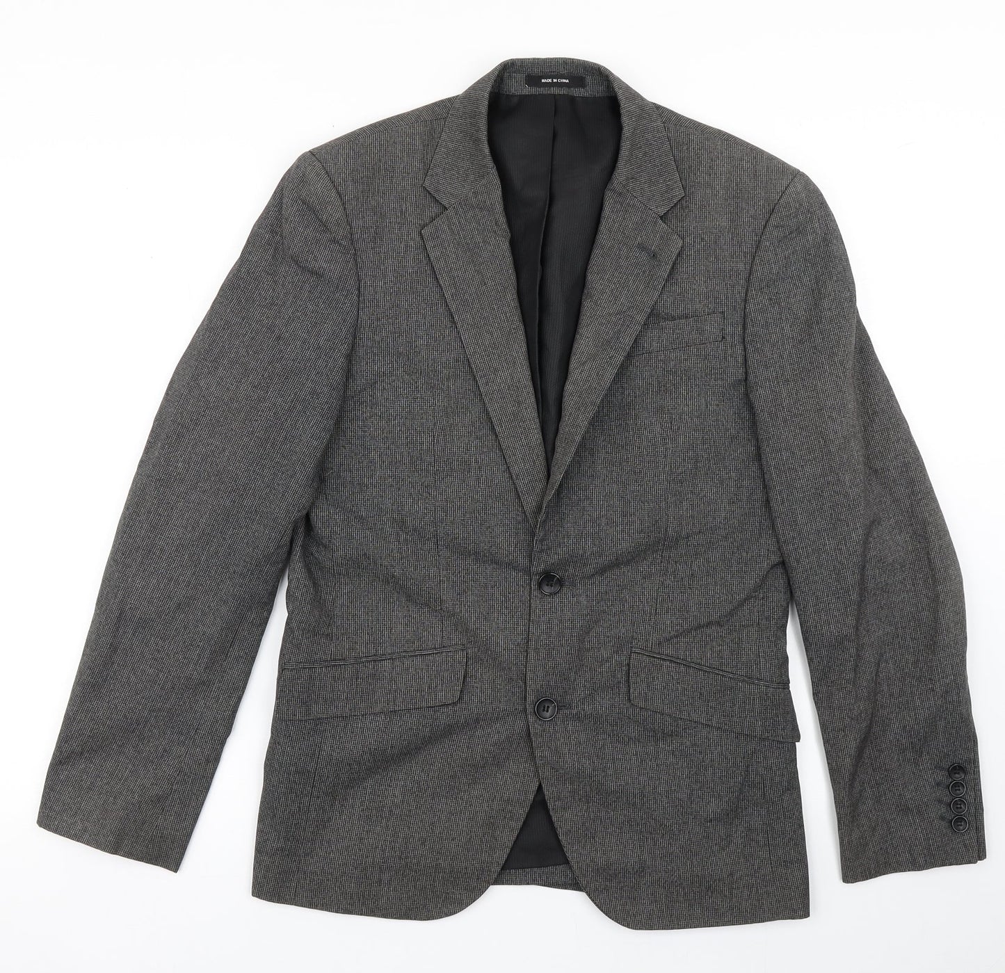 Cedar Wood State Mens Grey Check Polyester Jacket Blazer Size 36