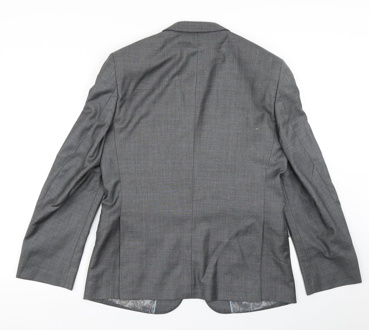 Burton Mens Grey Plaid Polyester Jacket Blazer Size 38