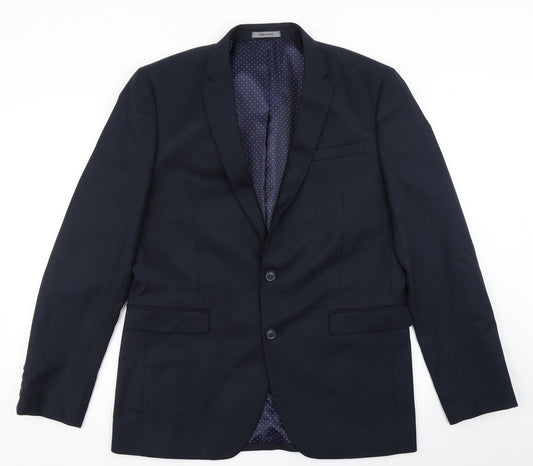 Cedar Wood State Mens Blue  Polyester Jacket Blazer Size 42