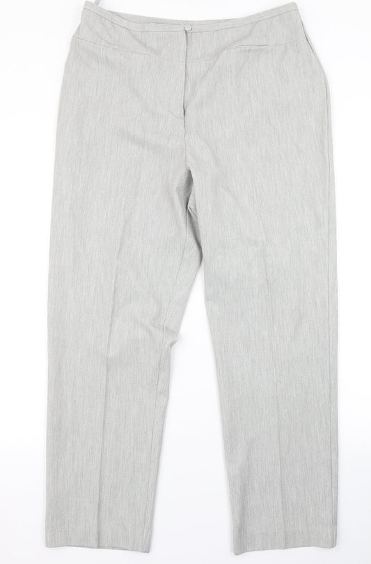 Agenda Womens Silver  Polyester Dress Pants Trousers Size 18 L28 in Regular Button