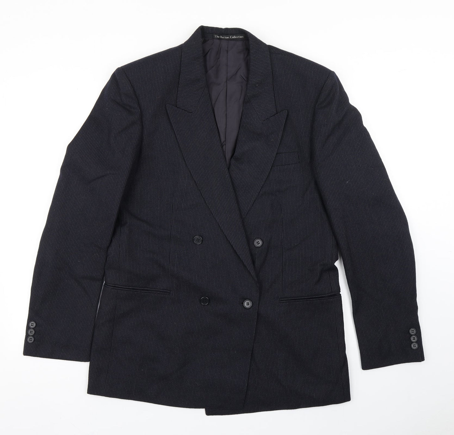The Burton Collection Mens Blue Striped Wool Jacket Blazer Size 38
