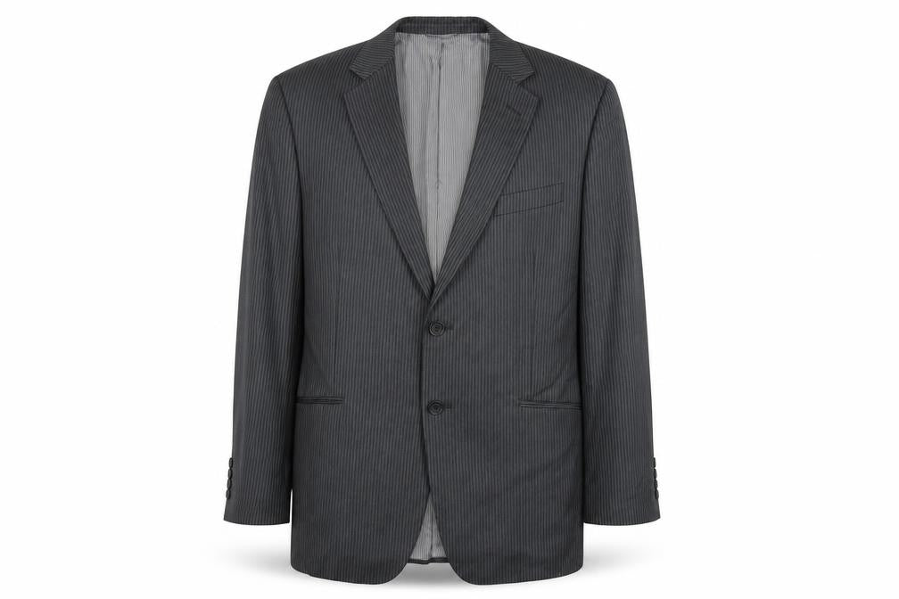 Burton Mens Grey Striped Polyester Jacket Blazer Size 42   - Tailored Fit
