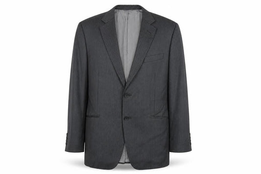 Burton Mens Grey Striped Polyester Jacket Blazer Size 42   - Tailored Fit