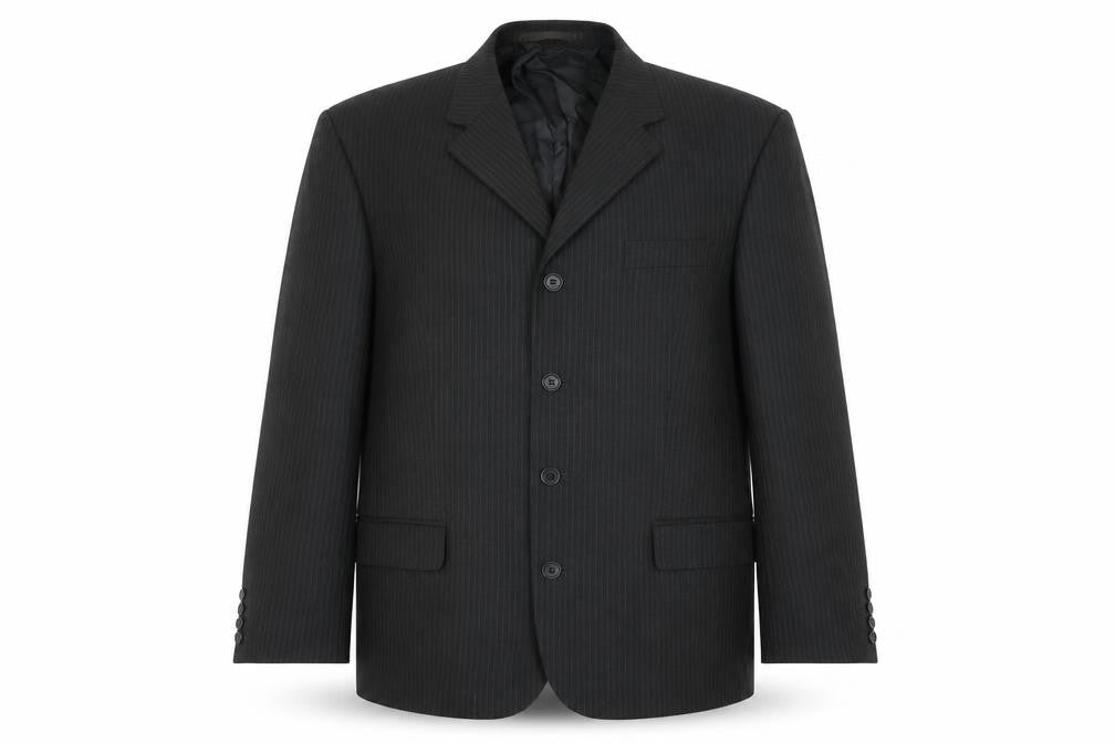 Jonathon Adams Mens Black Striped Polyester Jacket Blazer Size 42