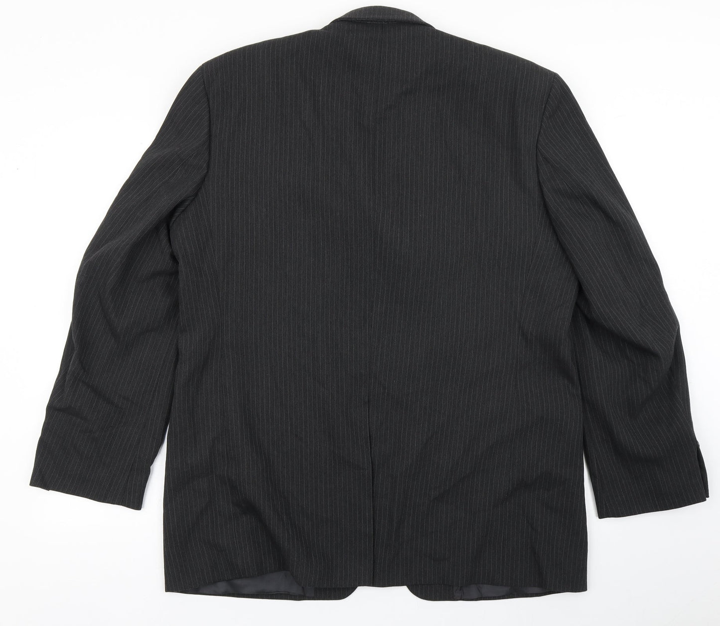 Jonathon Adams Mens Black Striped Polyester Jacket Blazer Size 42