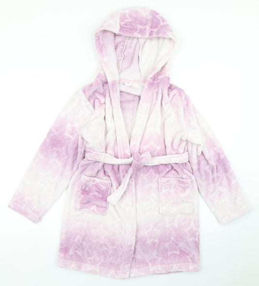 Matalan Girls Purple Spotted Polyester Top Robe Size 11 Years  Tie - Ombre