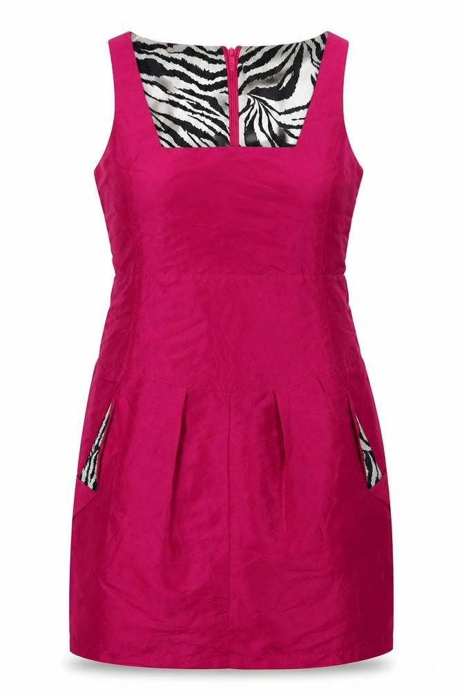 Boohoo Womens Pink  Polyester A-Line  Size 10  Square Neck Zip