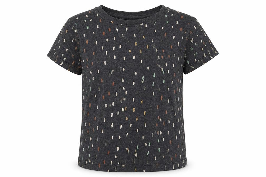 hullabaloo Girls Grey Polka Dot Cotton Basic T-Shirt Size 5-6 Years Crew Neck Pullover