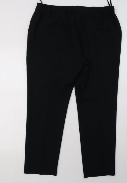 Bonmarché Womens Black Polyester Trousers Size 16 L30 in Regular Hook & Eye