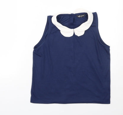Preloved Internacionale Womens Blue  Polyester Basic Tank Size 10 Collared - Front