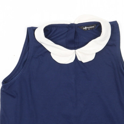 Preloved Internacionale Womens Blue  Polyester Basic Tank Size 10 Collared - Detail