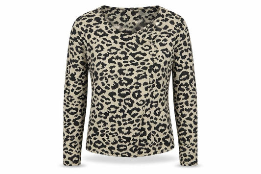 Next Womens Beige Scoop Neck Animal Print Polyester Cardigan Jumper Size 10