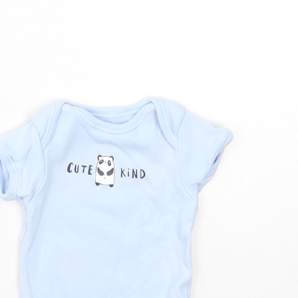 George Baby Blue  Cotton Babygrow One-Piece Size Newborn  Snap - Panda