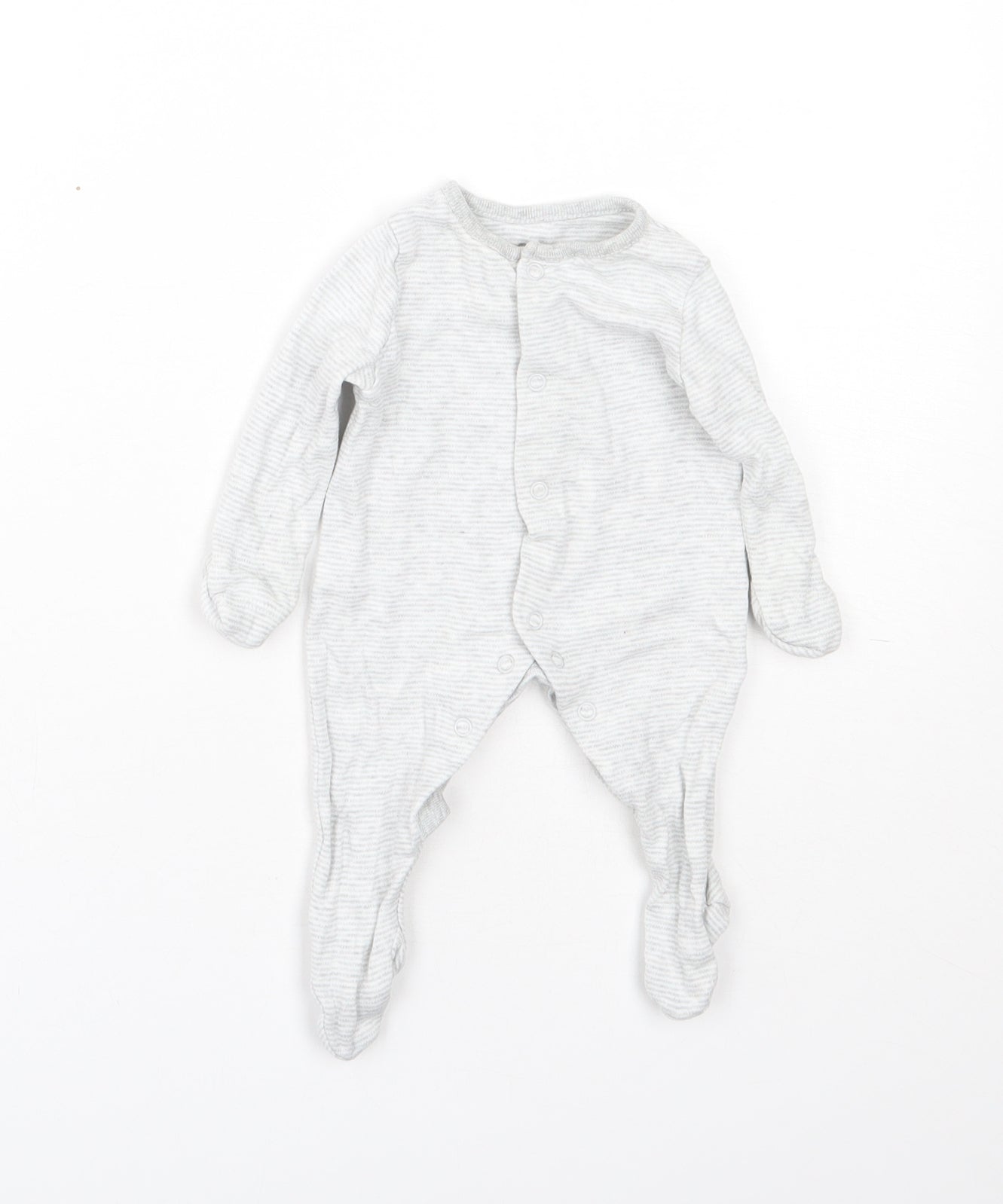 Fred & Flo Baby Grey Striped Cotton Babygrow One-Piece Size Newborn  Snap - 0-1 Months