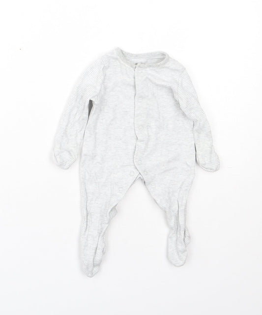 Fred & Flo Baby Grey Striped Cotton Babygrow One-Piece Size Newborn  Snap - 0-1 Months