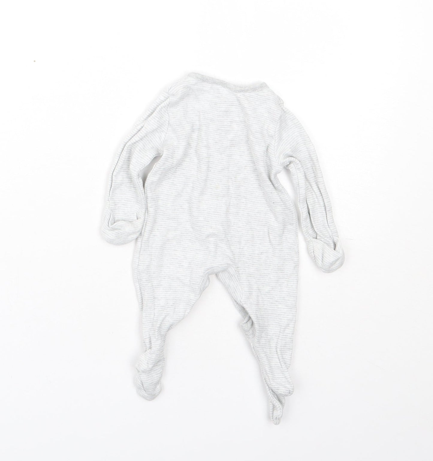 Fred & Flo Baby Grey Striped Cotton Babygrow One-Piece Size Newborn  Snap - 0-1 Months