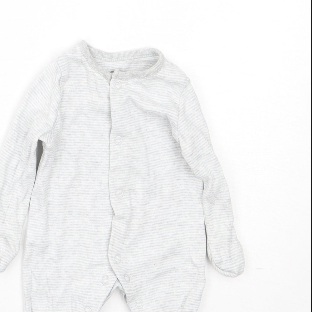 Fred & Flo Baby Grey Striped Cotton Babygrow One-Piece Size Newborn  Snap - 0-1 Months