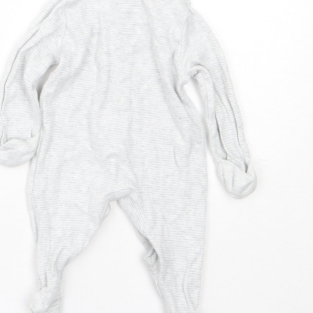 Fred & Flo Baby Grey Striped Cotton Babygrow One-Piece Size Newborn  Snap - 0-1 Months