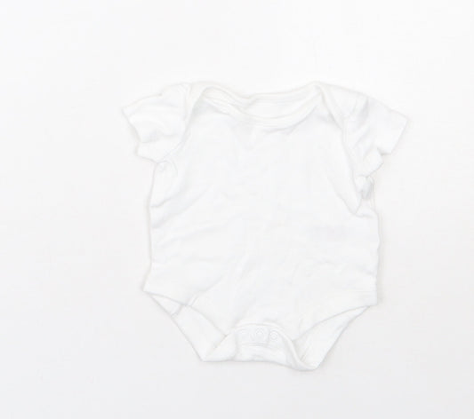 F&F Baby White  Cotton Babygrow One-Piece Size Newborn  Snap - 0-1 Months