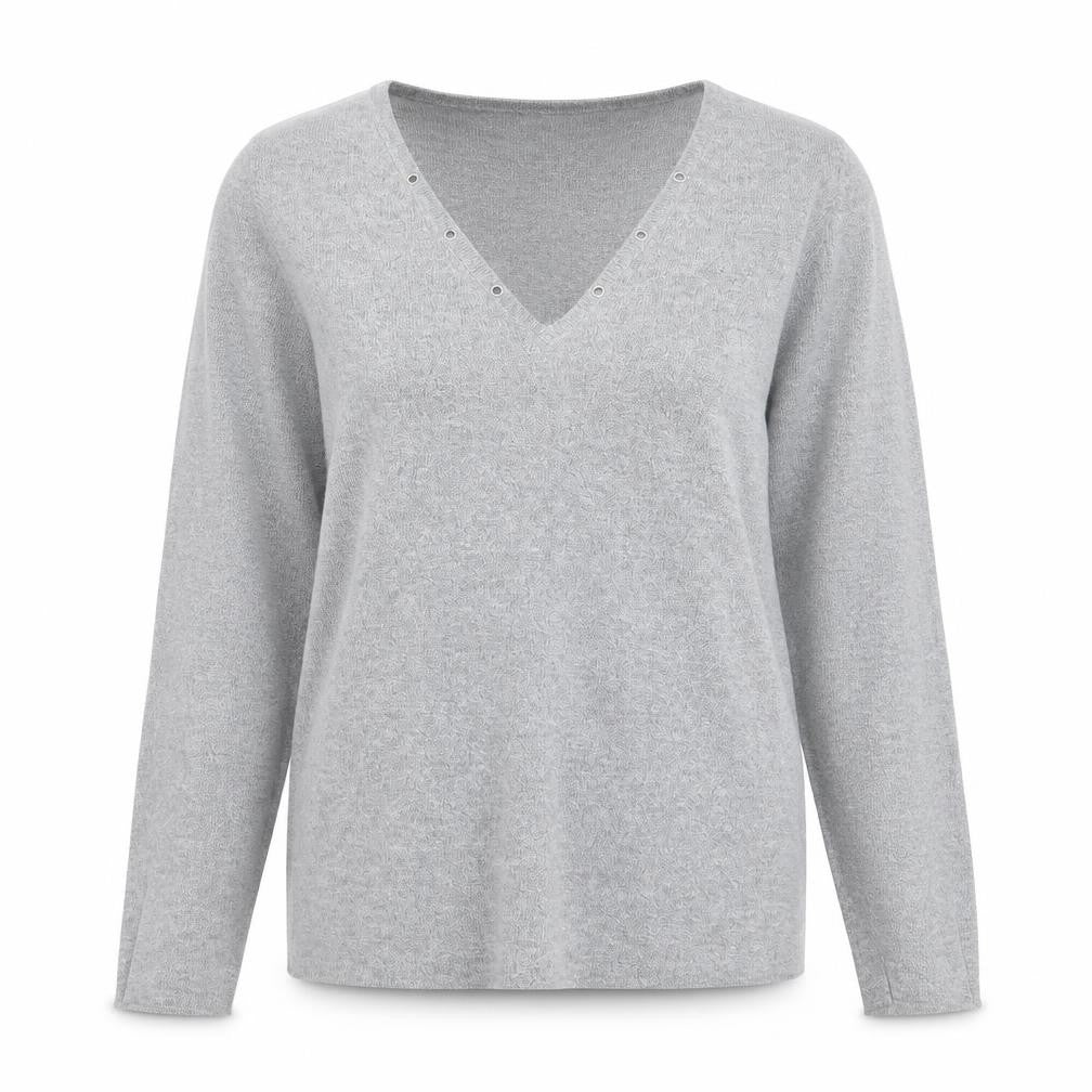 Principles Womens Grey V-Neck  Viscose Pullover Jumper Size 14
