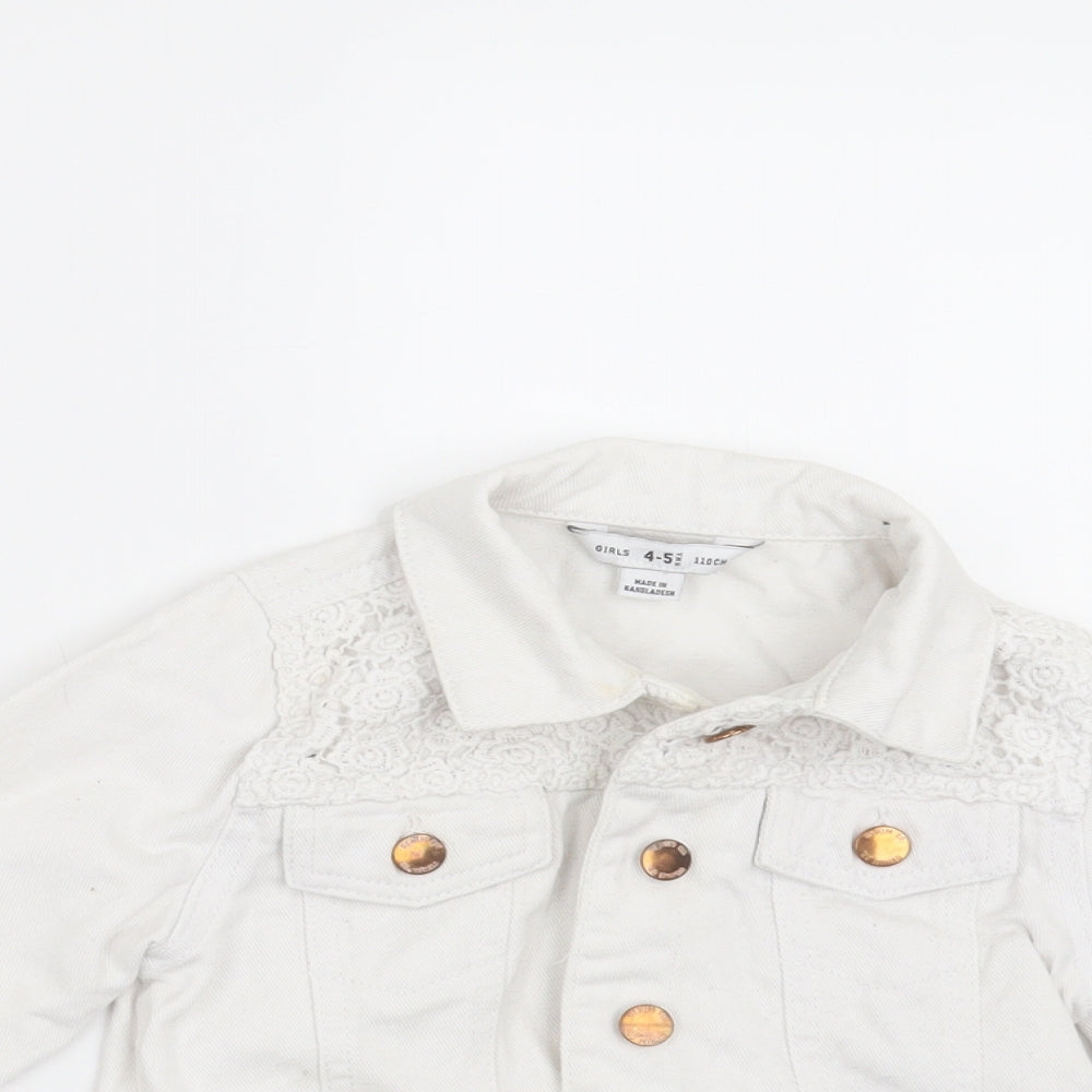 Primark Girls White   Jacket  Size 4-5 Years  Button