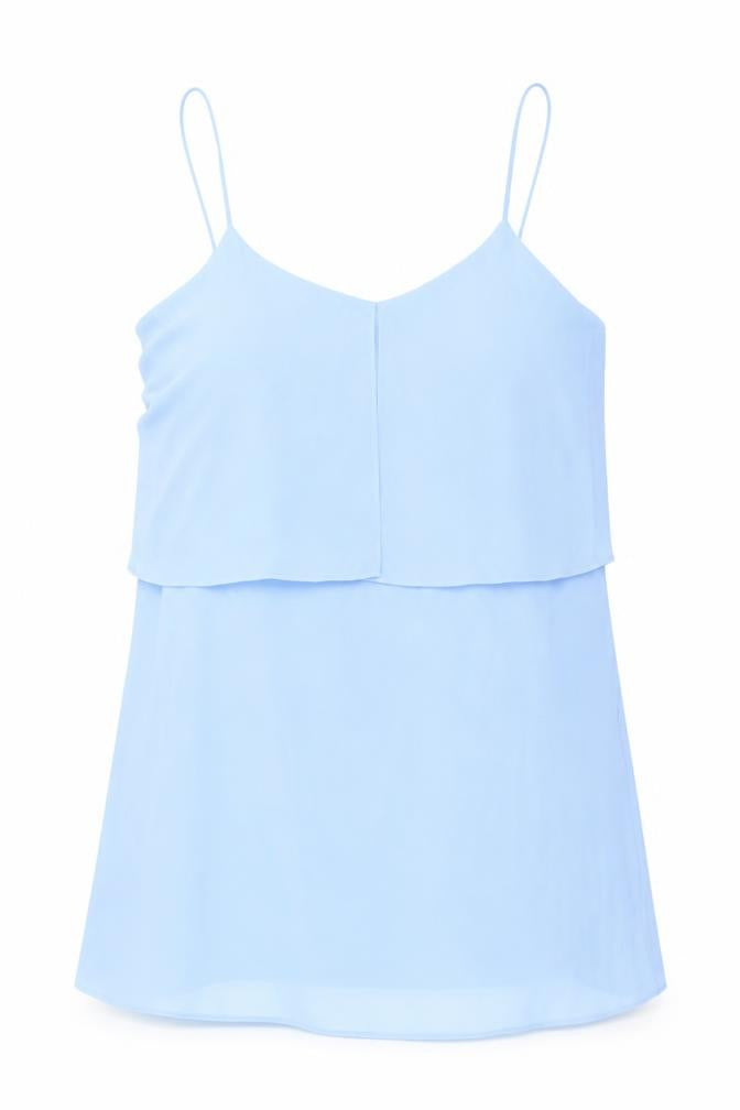 Mango Womens Blue  Polyester Camisole Blouse Size S V-Neck