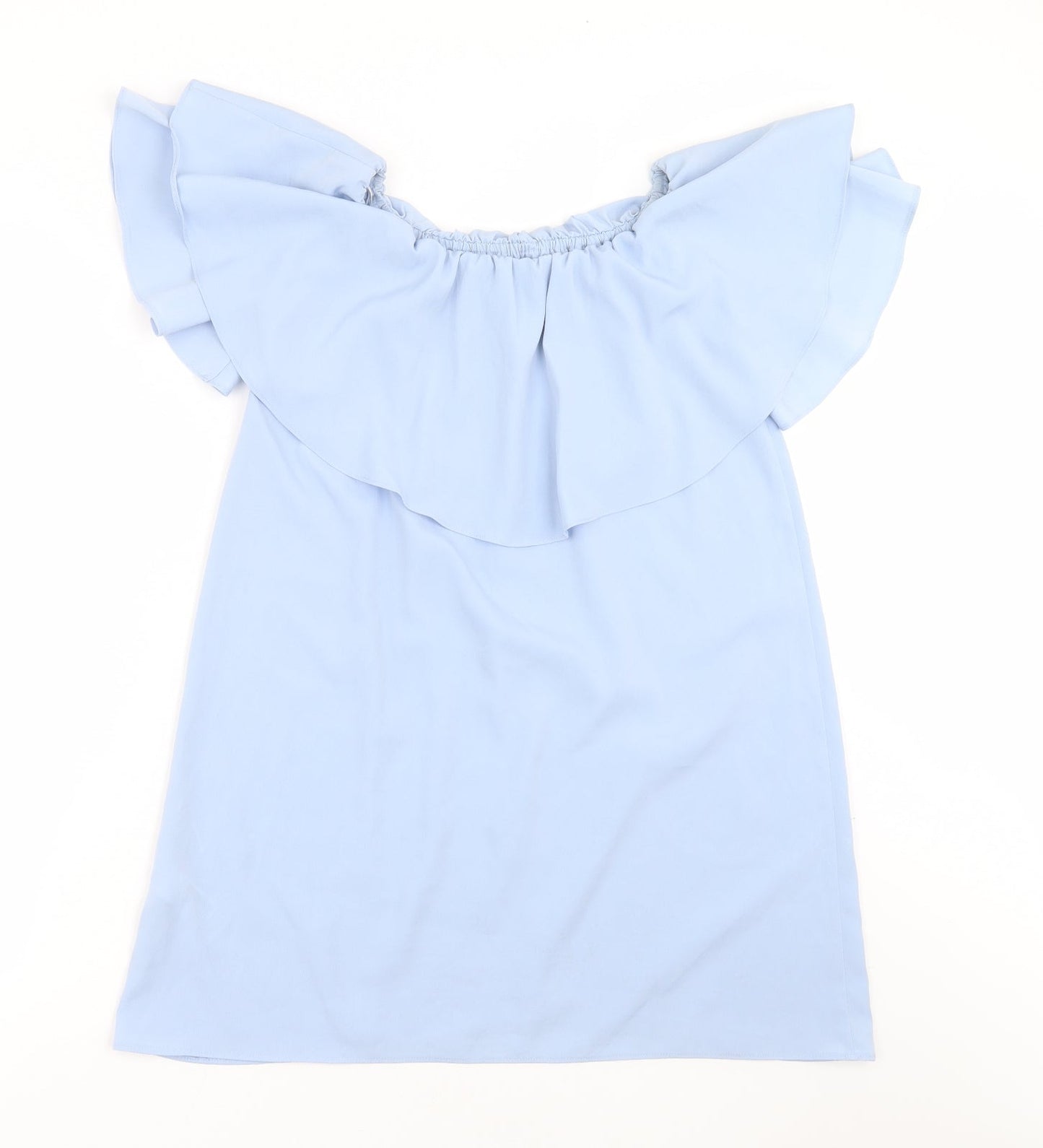 Topshop Womens Blue  Polyester Basic Blouse Size 10 Round Neck