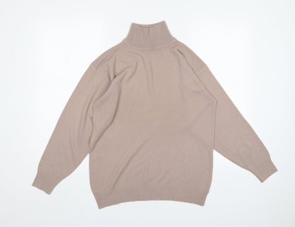 Preloved DE Mens Beige Mock Neck  Acrylic Pullover Jumper Size S - Front