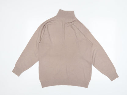 Preloved DE Mens Beige Mock Neck  Acrylic Pullover Jumper Size S - Back