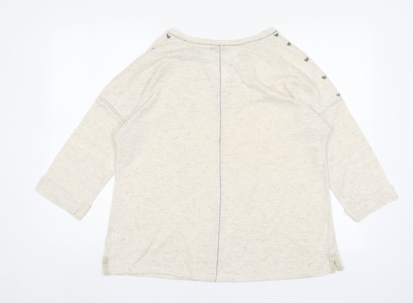 NEXT Womens Beige V-Neck  Polyester Pullover Jumper Size 18
