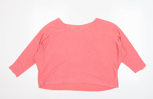 Preworn Womens Pink Round Neck  Viscose Pullover Jumper Size 8