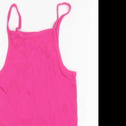 George Girls Pink  Cotton Basic Tank Size 9-10 Years Square Neck