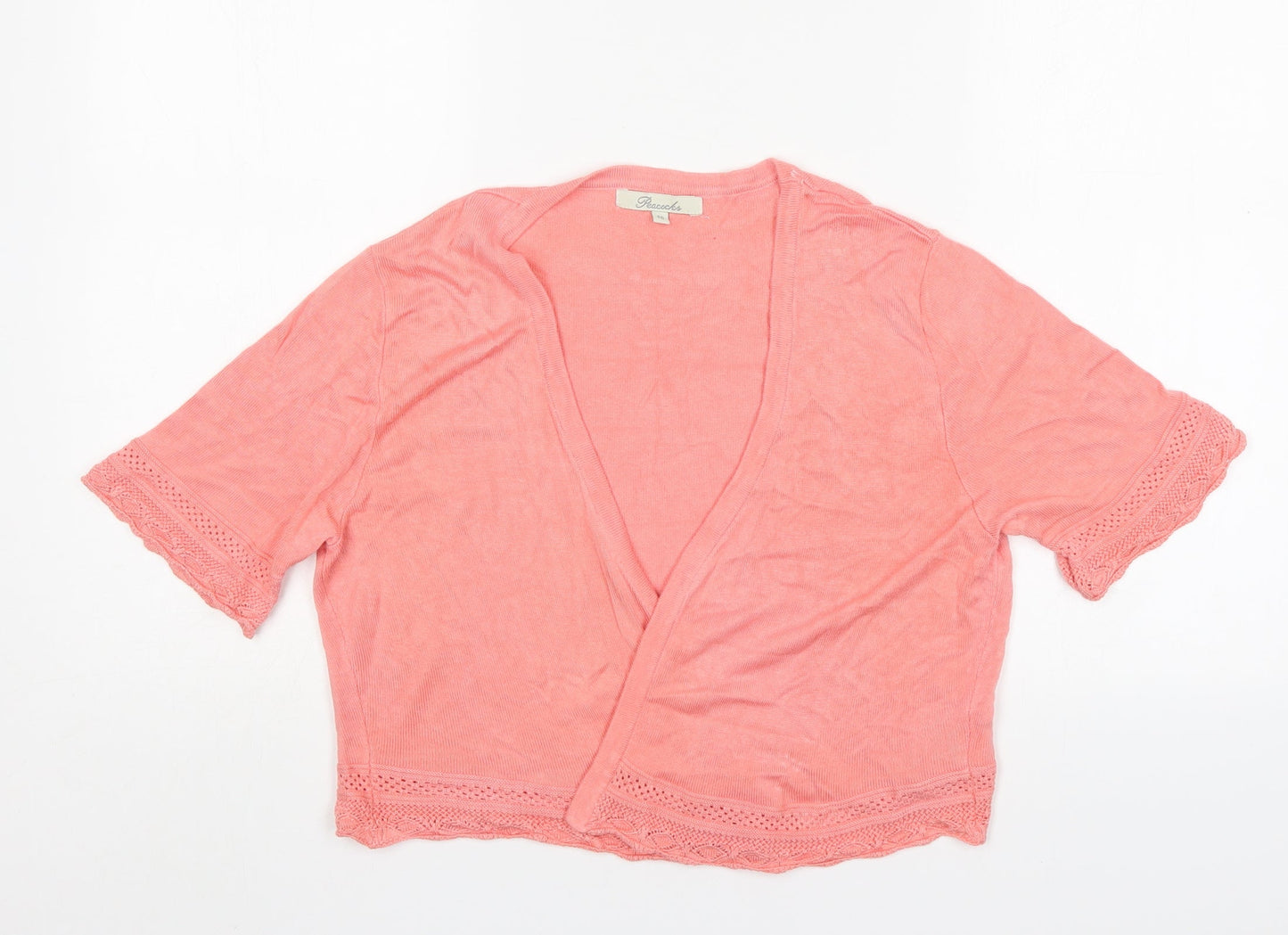 Peacocks Womens Pink V-Neck  Viscose Cardigan Jumper Size 16