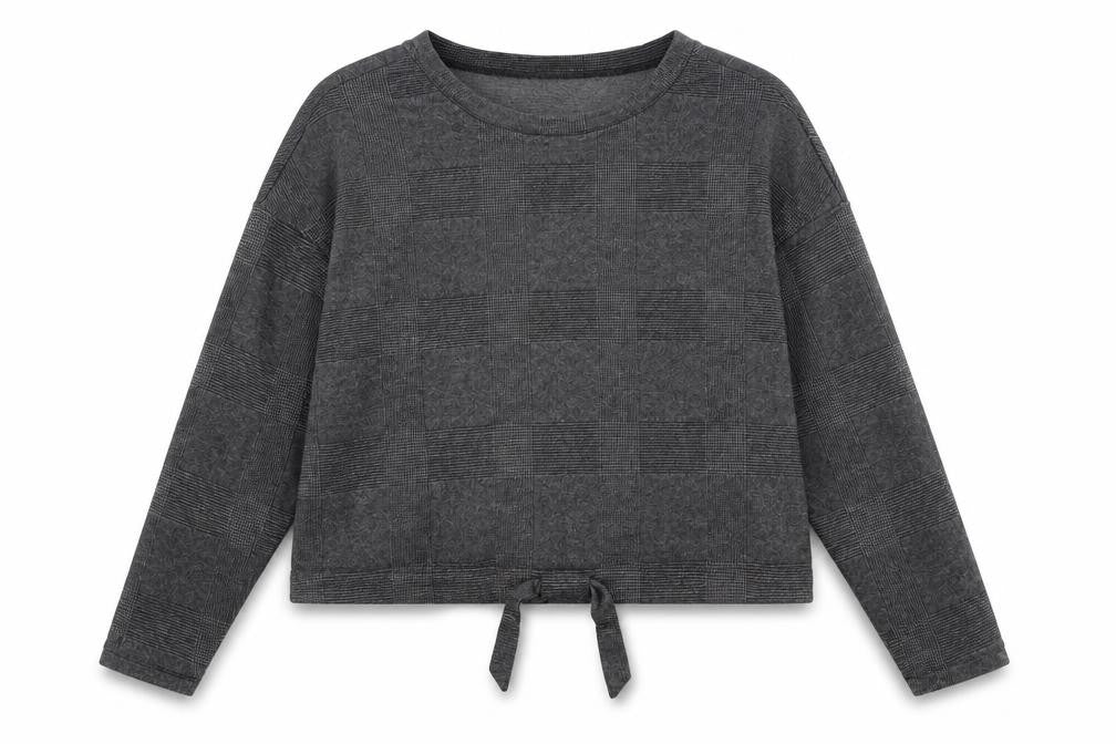 Primark Womens Grey Round Neck Check Polyester Pullover Jumper Size 16