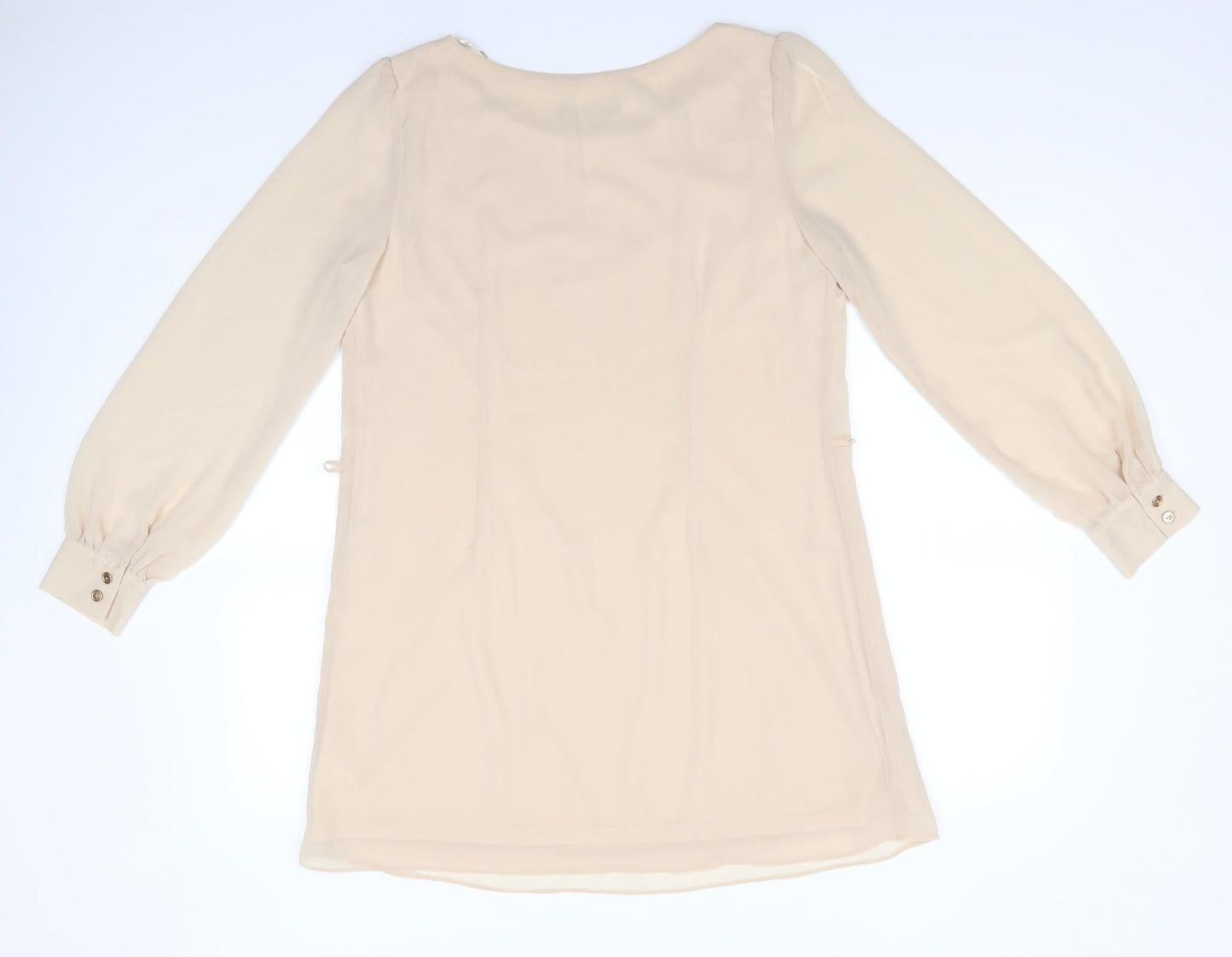 Atmosphere Womens Beige  Polyester Tunic Blouse Size 12 Round Neck - Metal like studs on shoulders Sheer arms