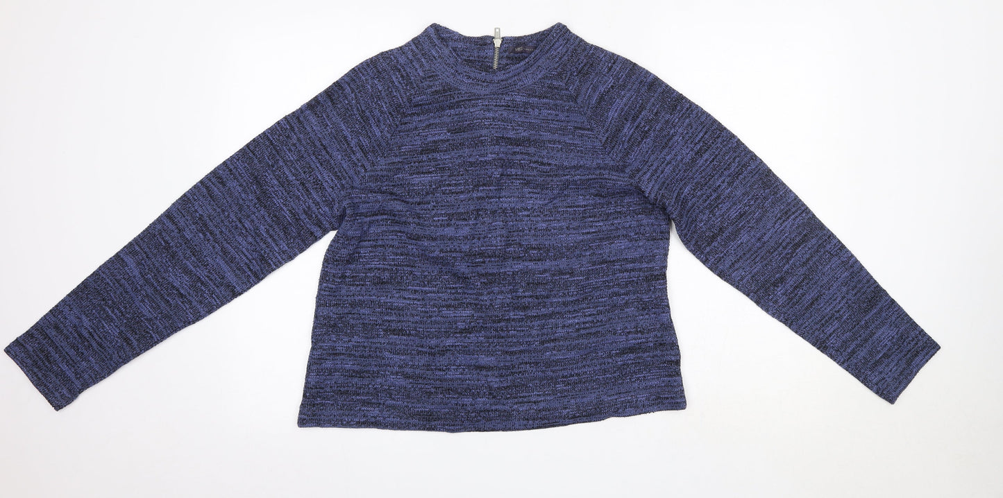 M&S Womens Blue Round Neck  Polyester Pullover Jumper Size 14