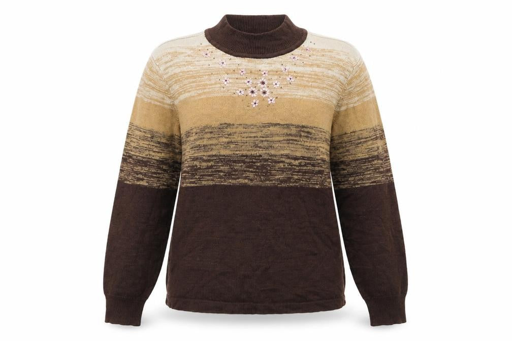 Montafon Womens Brown High Neck  Acrylic Pullover Jumper Size L