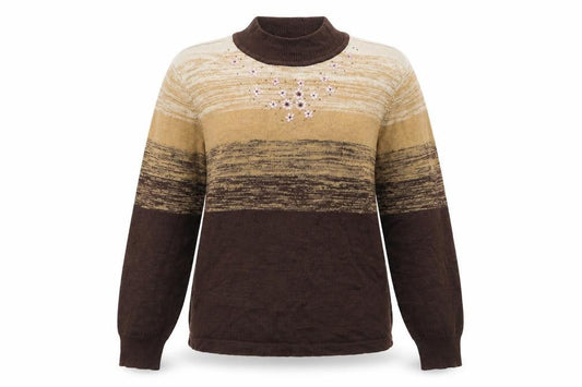 Montafon Womens Brown High Neck  Acrylic Pullover Jumper Size L