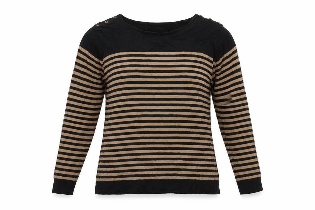 Isle Womens Brown Round Neck Striped 100% Cotton Pullover Jumper Size L