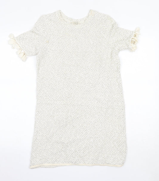 River Island Womens Ivory  Acrylic Jumper Dress  Size 6  Round Neck