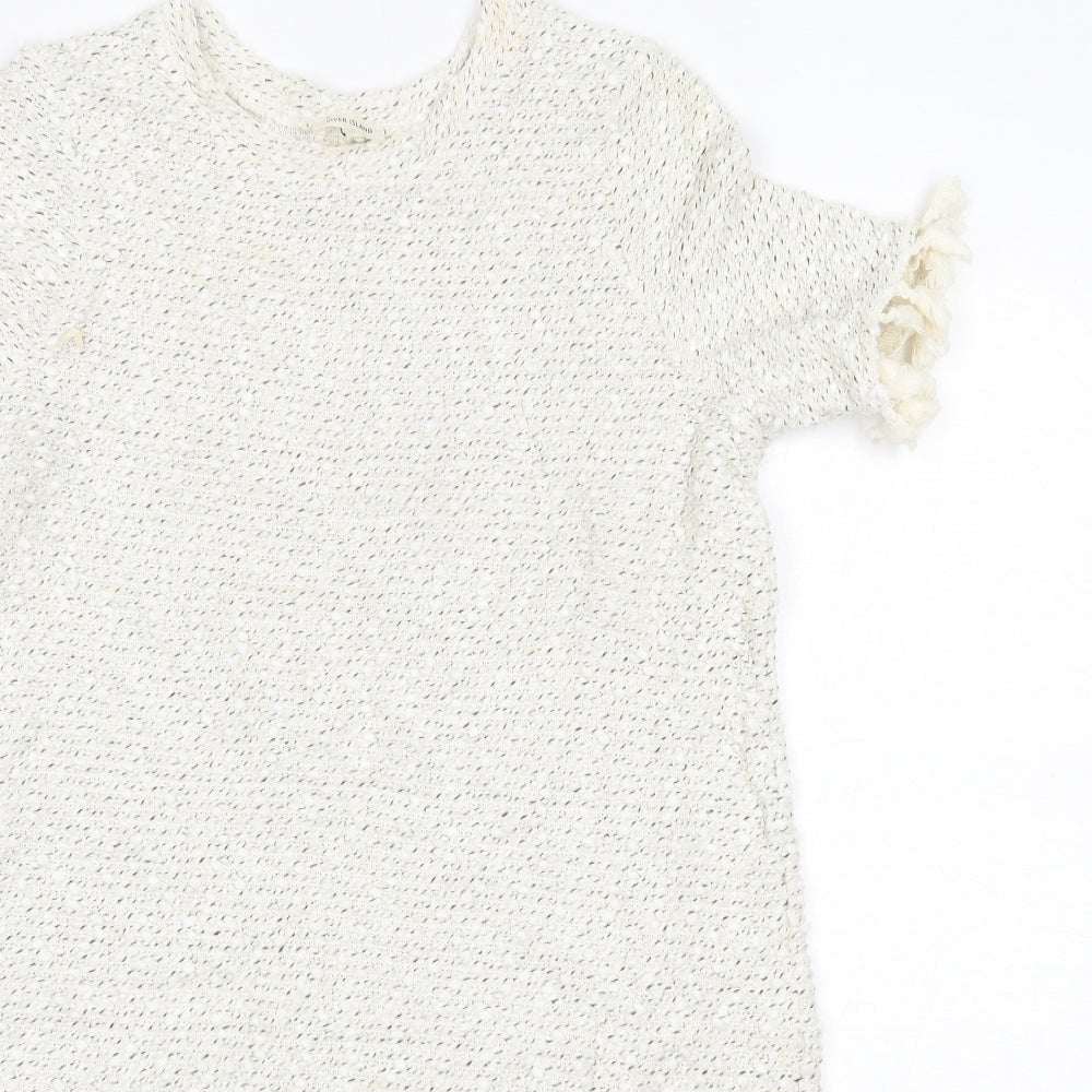 River Island Womens Ivory  Acrylic Jumper Dress  Size 6  Round Neck