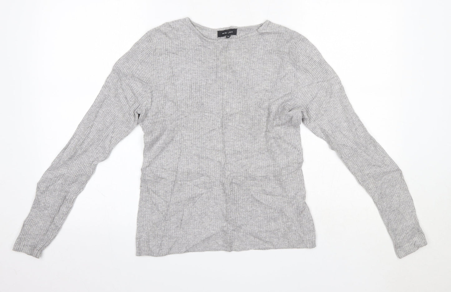 New Look Womens Grey Round Neck  Viscose Pullover Jumper Size 12