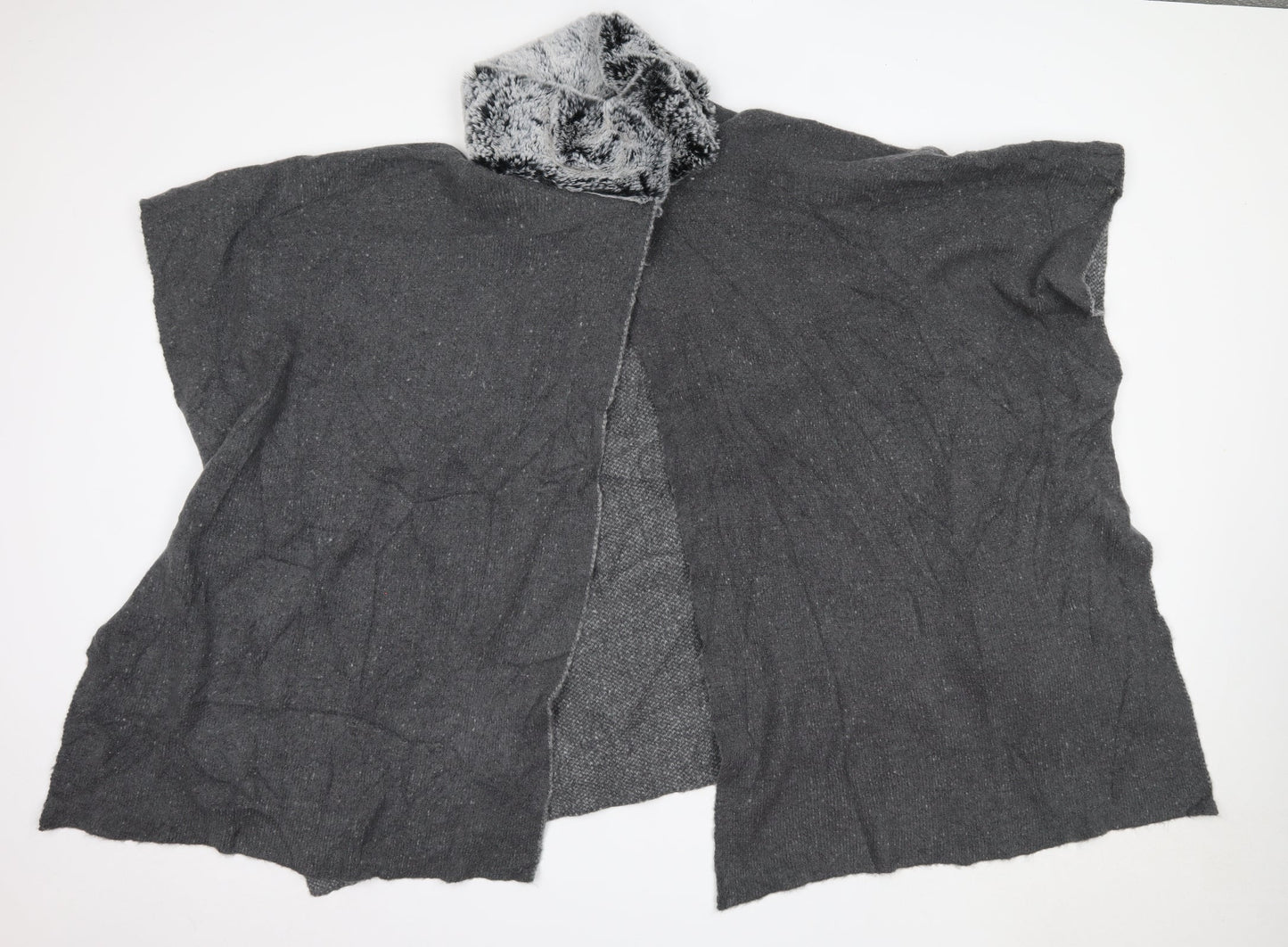 M&S Womens Grey High Neck  Acrylic Cardigan Jumper One Size