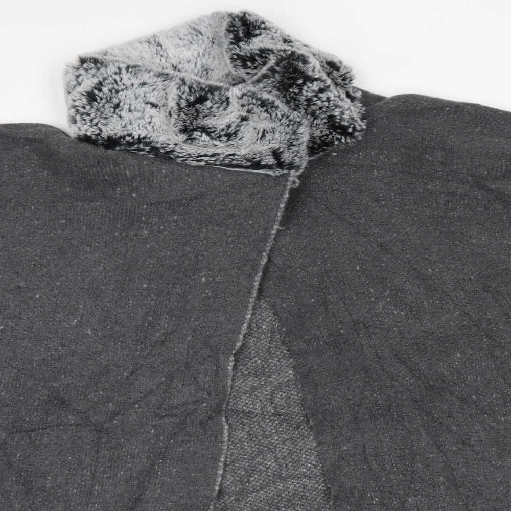 M&S Womens Grey High Neck  Acrylic Cardigan Jumper One Size